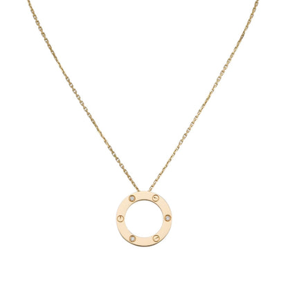 [Leaves]LOVE LARGE CIRCULAR PENDANT 3-DIAMOND NECKLACE