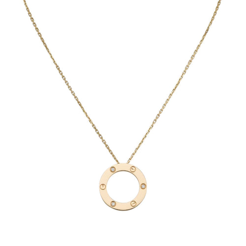 [Leaves]LOVE LARGE CIRCULAR PENDANT 3-DIAMOND NECKLACE