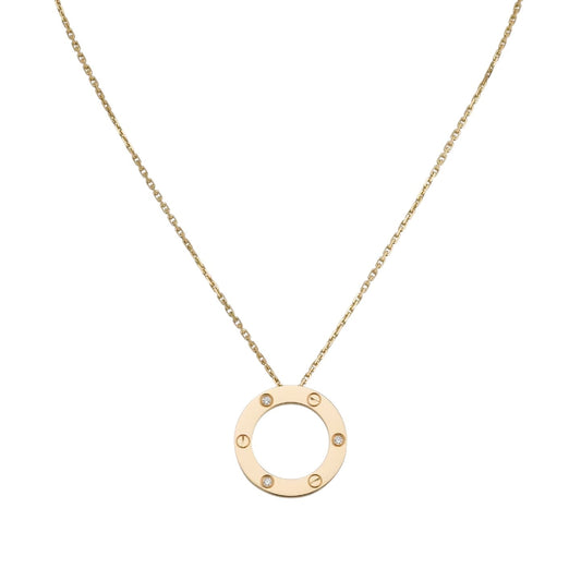 [Leaves]LOVE LARGE CIRCULAR PENDANT 3-DIAMOND NECKLACE