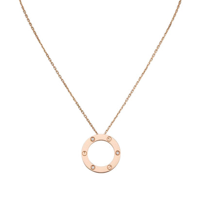 [Leaves]LOVE LARGE CIRCULAR PENDANT 3-DIAMOND NECKLACE