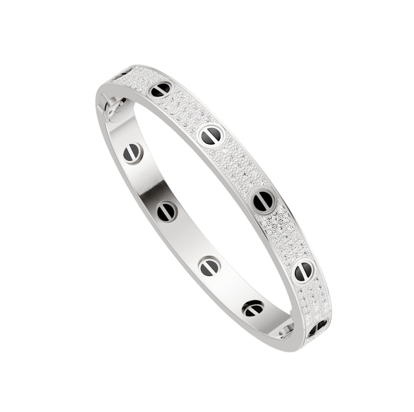 [Leaves]CLASSIC 6.1MM LOVE BANGLE - DIAMOND PAVÉ & BLACK CERAMIC