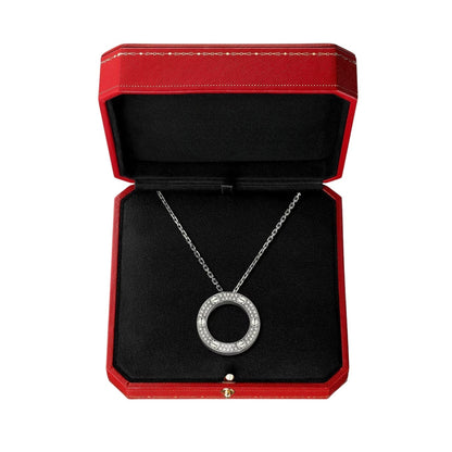 [Leaves]LOVE LARGE CIRCULAR PENDANT FULL-PAVÉ DIAMOND NECKLACE