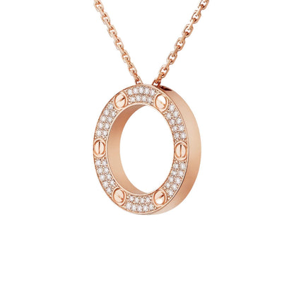 [Leaves]LOVE LARGE CIRCULAR PENDANT FULL-PAVÉ DIAMOND NECKLACE