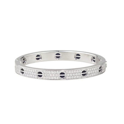 [Leaves]CLASSIC 6.1MM LOVE BANGLE - DIAMOND PAVÉ & BLACK CERAMIC