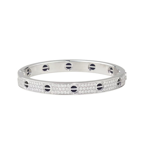 [Leaves]CLASSIC 6.1MM LOVE BANGLE - DIAMOND PAVÉ & BLACK CERAMIC