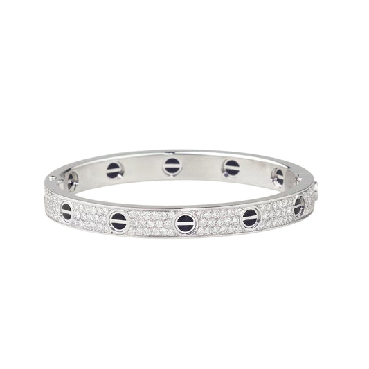 [Leaves]CLASSIC 6.1MM LOVE BANGLE - DIAMOND PAVÉ & BLACK CERAMIC