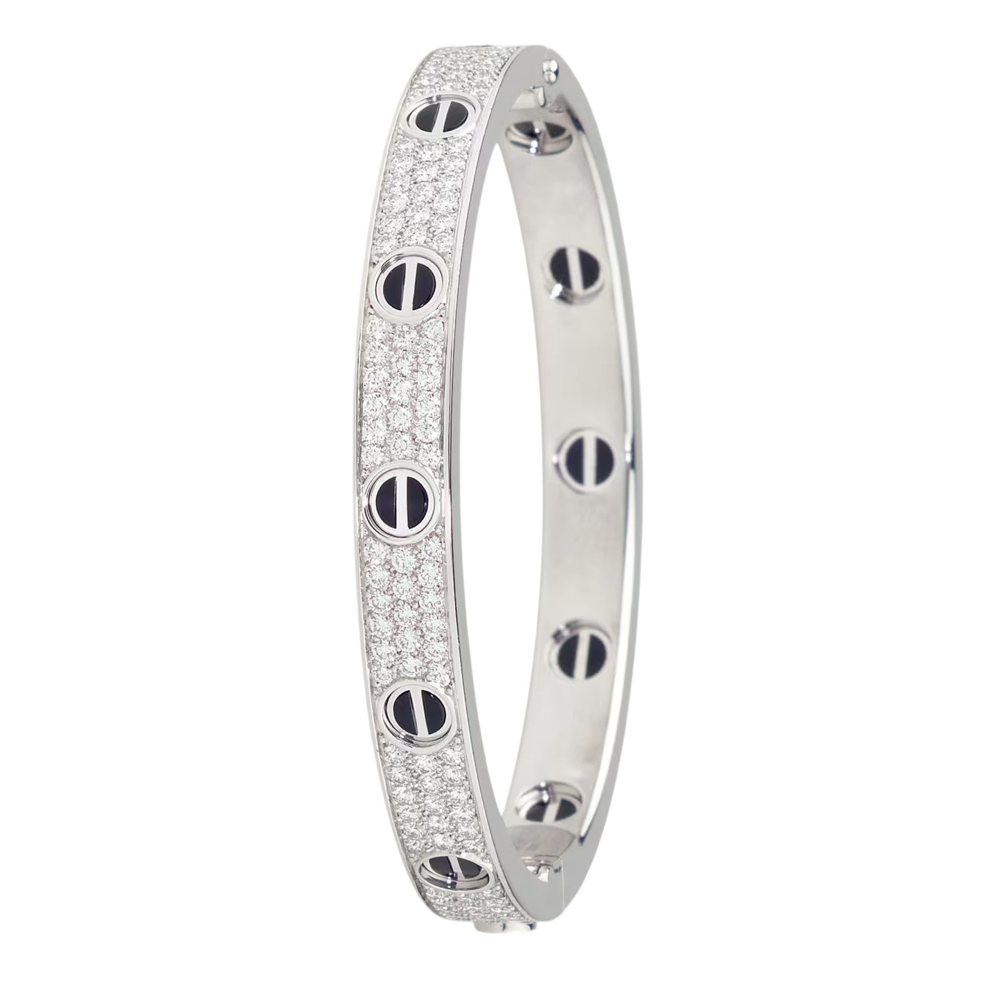[Leaves]CLASSIC 6.1MM LOVE BANGLE - DIAMOND PAVÉ & BLACK CERAMIC