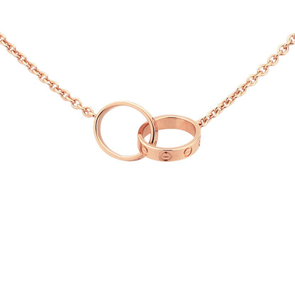 [Leaves]LOVE DOUBLE-RING INTERLOCKED NECKLACE