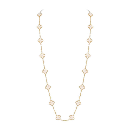 [Leaves]CLASSIC 20-MOTIF LUCKY CLOVER LONG NECKLACE GOLD COLLECTION
