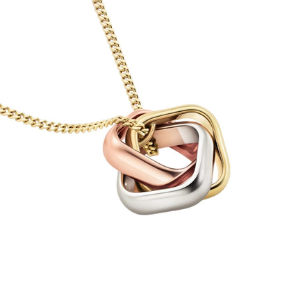 [Leaves]TRI-COLOR SQUARE RING NECKLACE