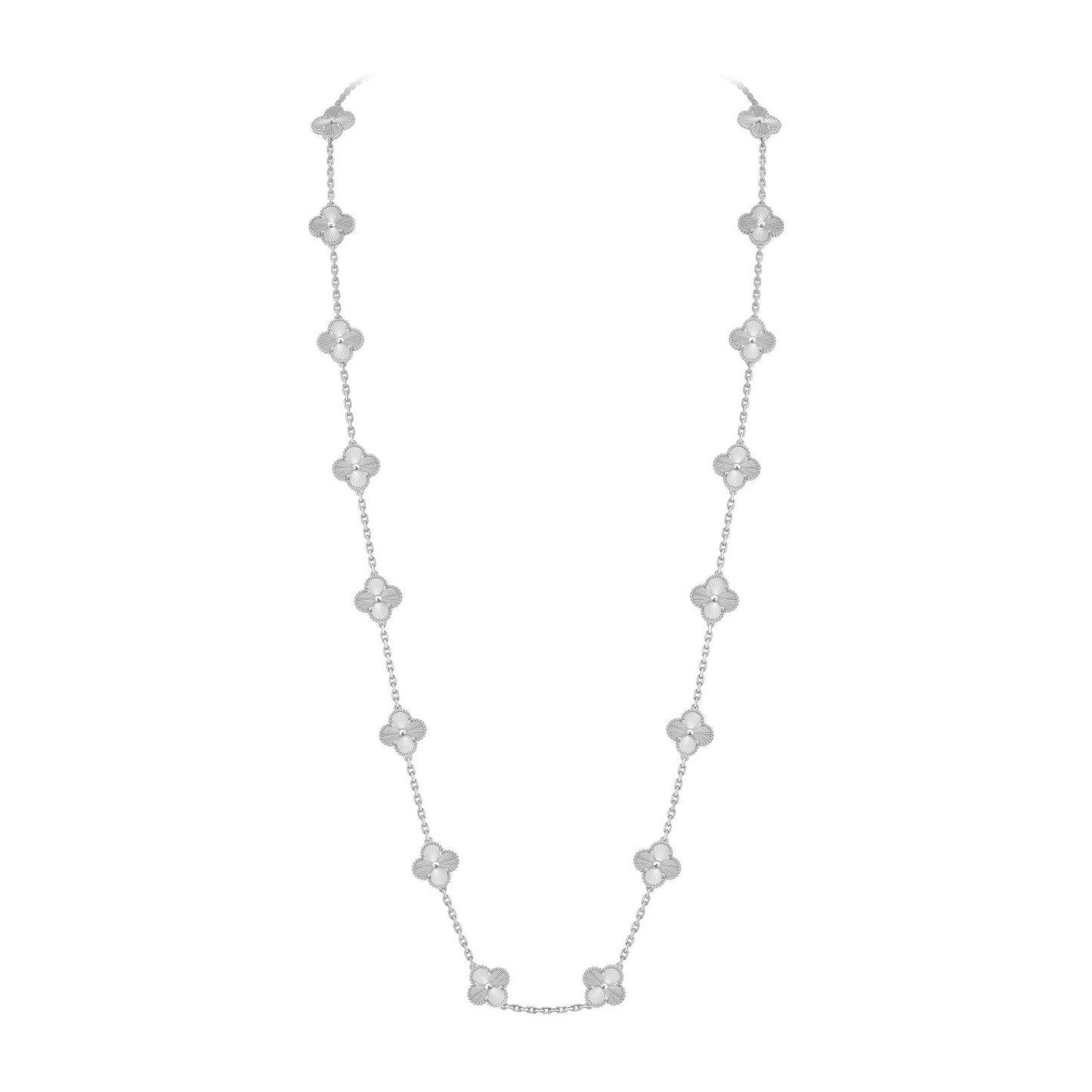 [Leaves]CLASSIC 20-MOTIF LUCKY CLOVER LONG NECKLACE WHITE GOLD COLLECTION