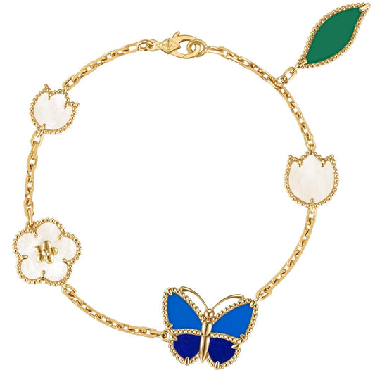 [Leaves]SPRING ENCHANTMENT BUTTERFLY & FLORAL CHARM BRACELET