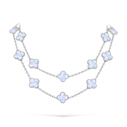 [Leaves]CLASSIC 20-MOTIF LUCKY CLOVER LONG NECKLACE WHITE GOLD COLLECTION