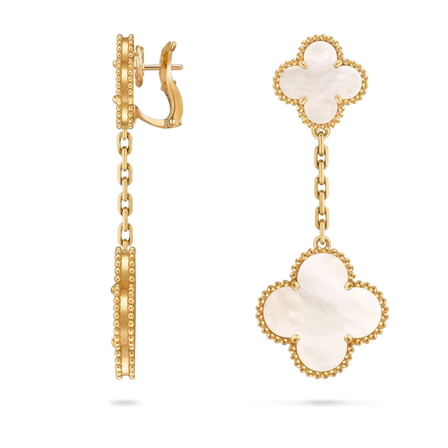 [Leaves]CLOVER DUAL-MOTIF STATEMENT STUD EARRINGS - DOUBLE-CHARM COLLECTION
