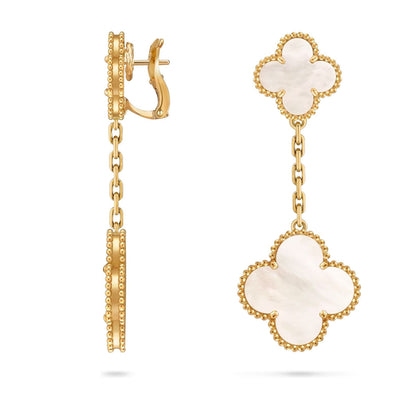 [Leaves]CLOVER DUAL-MOTIF STATEMENT STUD EARRINGS - DOUBLE-CHARM COLLECTION