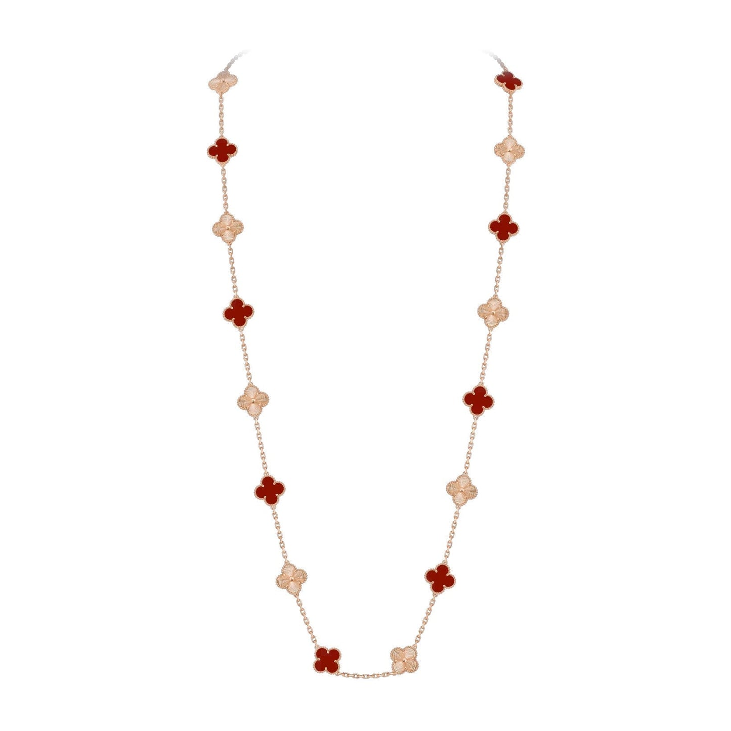 [Leaves]CLASSIC 20-MOTIF LUCKY CLOVER LONG NECKLACE ROSE GOLD COLLECTION