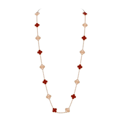 [Leaves]CLASSIC 20-MOTIF LUCKY CLOVER LONG NECKLACE ROSE GOLD COLLECTION
