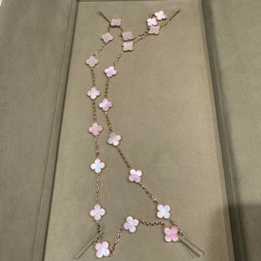 [Leaves]CLOVER 20 MOTIFS PINK MOP NECKLACE