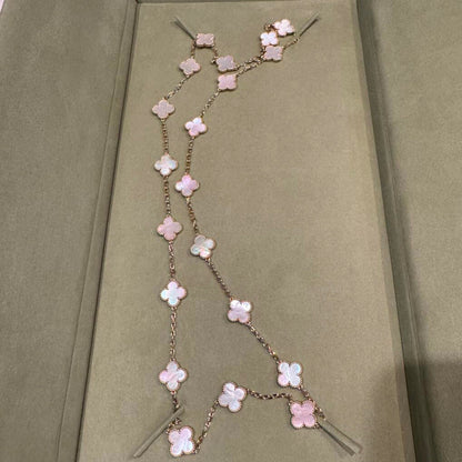 [Leaves]CLOVER 20 MOTIFS PINK MOP NECKLACE