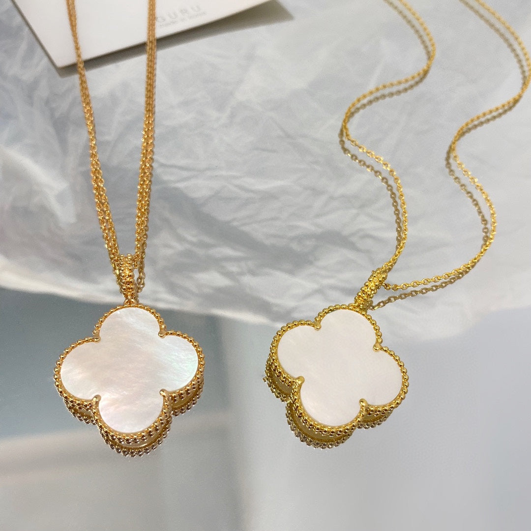 [Leaves]CLOVER 25MM MOP LARGE PENDANT NECKLACE