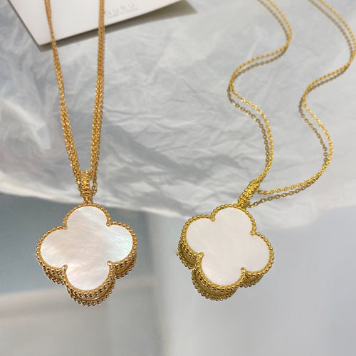 [Leaves]CLOVER 25MM MOP LARGE PENDANT NECKLACE