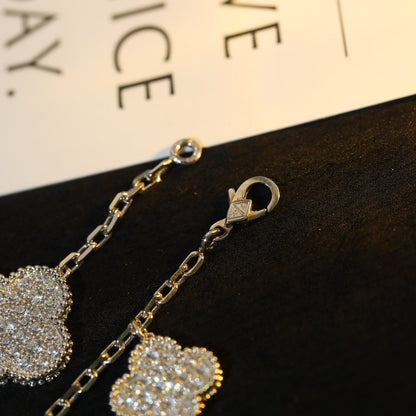 [Leaves]CLOVER BRACELET 5 MOTIF SILVER DIAMOND PAVED