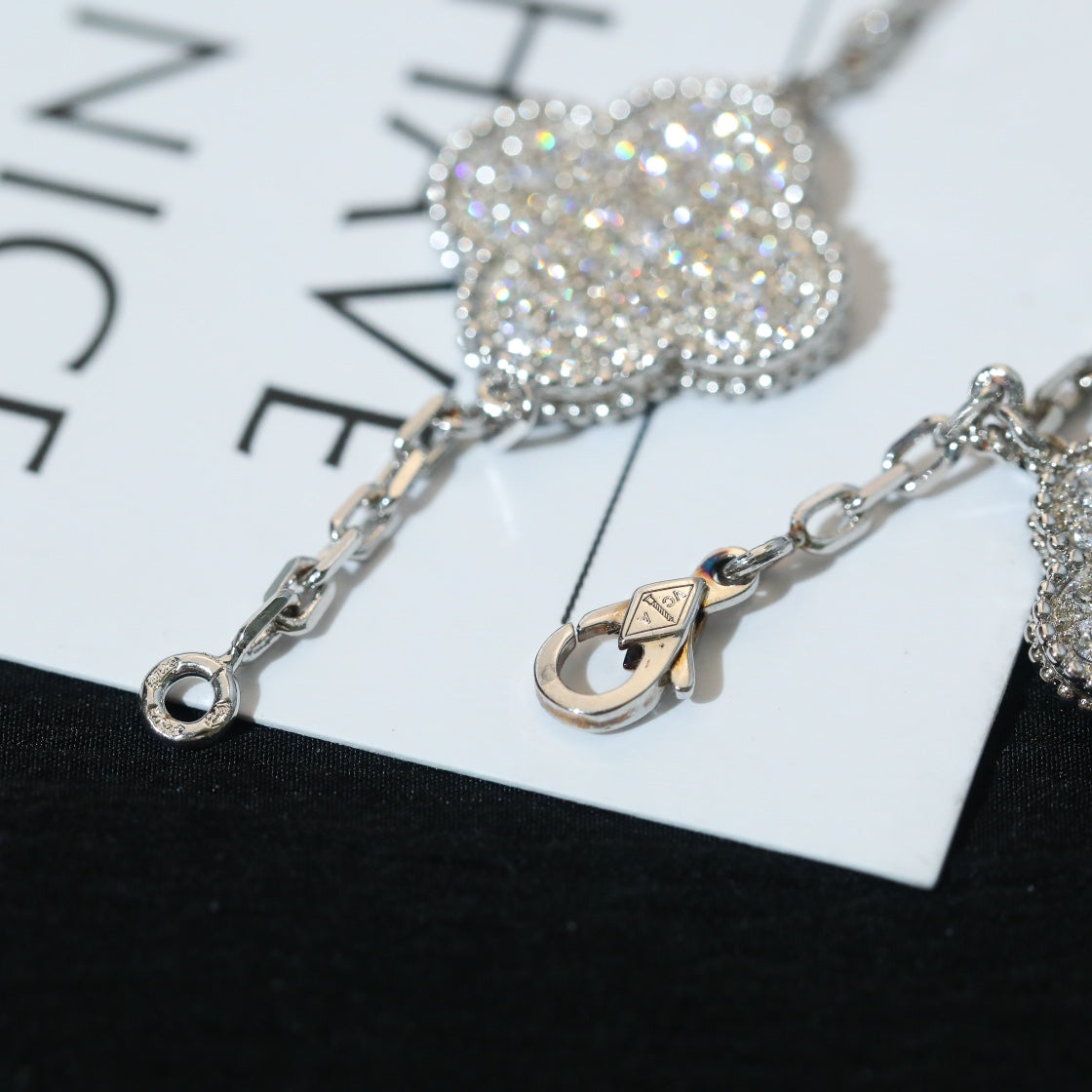 [Leaves]CLOVER BRACELET 5 MOTIF SILVER DIAMOND PAVED