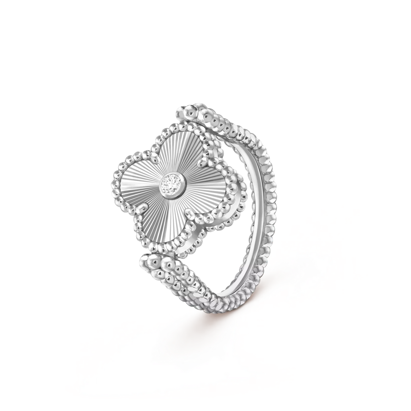[Leaves]LUCKY CLOVER WHITE GOLD REVERSIBLE RING