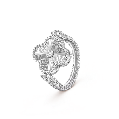 [Leaves]LUCKY CLOVER WHITE GOLD REVERSIBLE RING