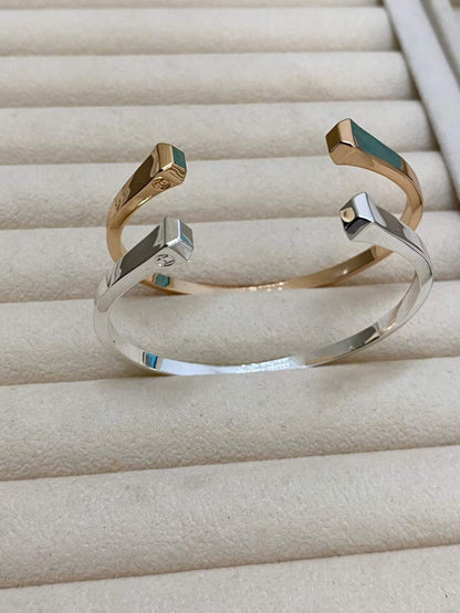 [Leaves]CLOU DE FORGE SQUARE CONE STUDS OPEN CUFF ONE SIZE