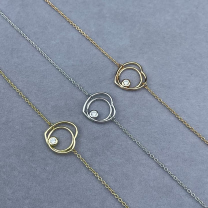 [Leaves]HOLLOW HEART SINGLE DIAMOND BRACELET