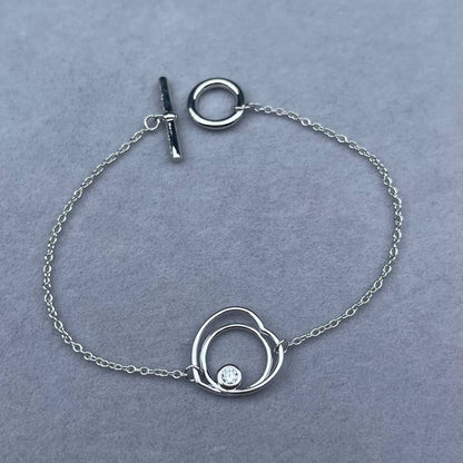 [Leaves]HOLLOW HEART SINGLE DIAMOND BRACELET