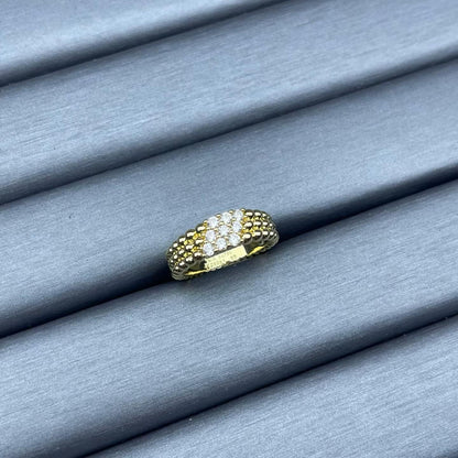 [Leaves]NARROW BEADED RING WITH DIAMONDS
