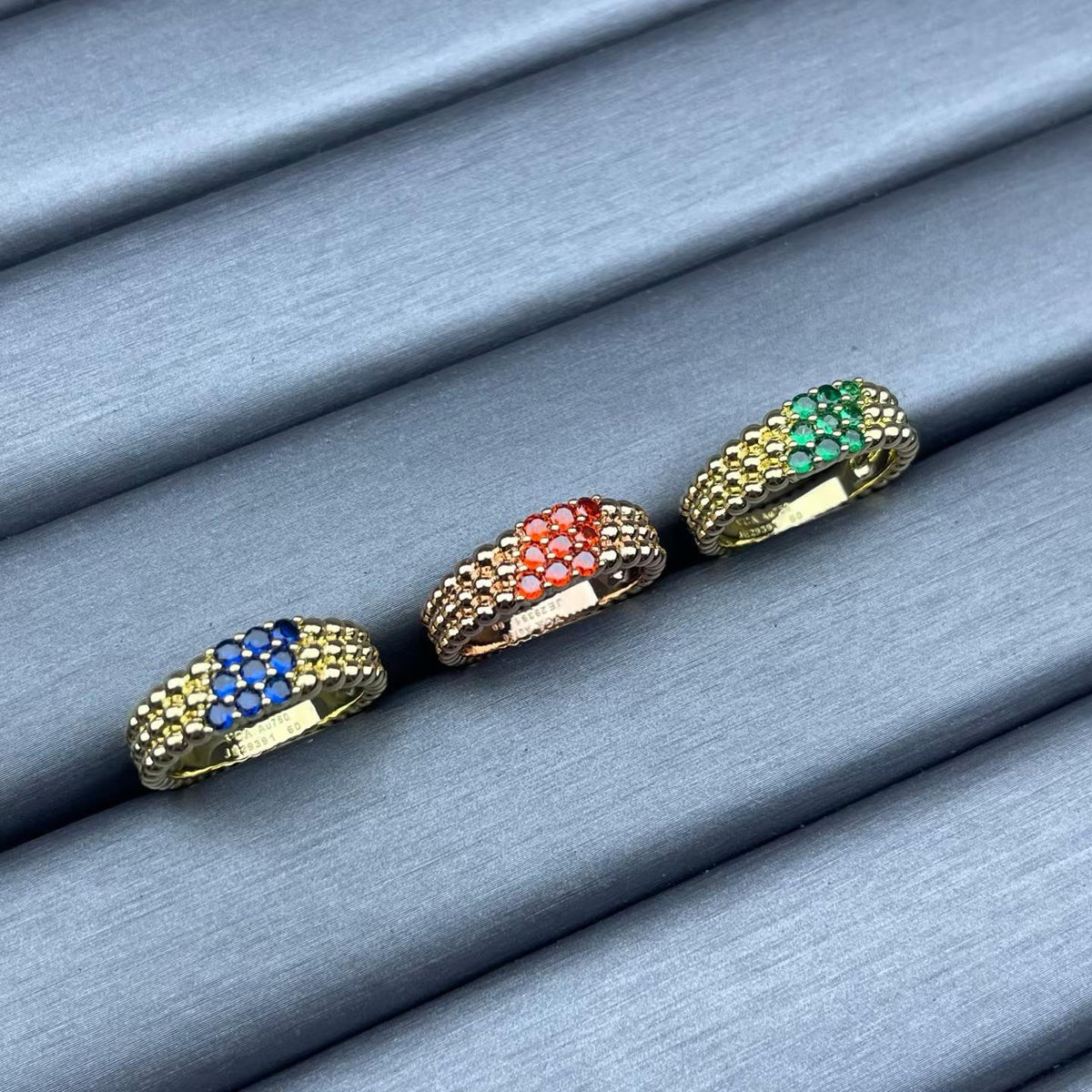 [Leaves]NARROW BEADED RING WITH DIAMONDS