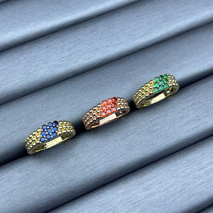 [Leaves]NARROW BEADED RING WITH DIAMONDS