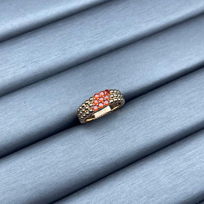 [Leaves]NARROW BEADED RING WITH DIAMONDS