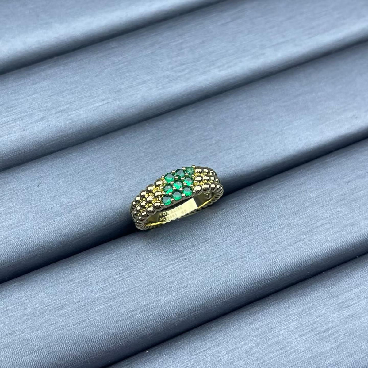 [Leaves]NARROW BEADED RING WITH DIAMONDS