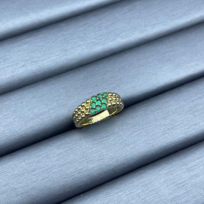 [Leaves]NARROW BEADED RING WITH DIAMONDS