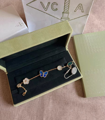 [Leaves ]LUCKY SPRING GOLD BLUESTONE WHITE MOTHER-OF-PEARL BRACELET