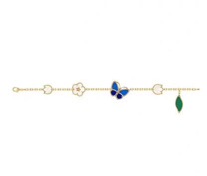 [Leaves ]LUCKY SPRING GOLD BLUESTONE WHITE MOTHER-OF-PEARL BRACELET
