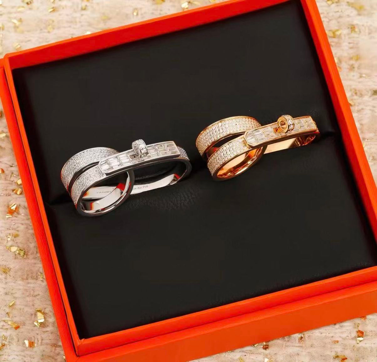 [Leaves]NEW STYLE FULL CIRCLE DOUBLE DIAMOND RING