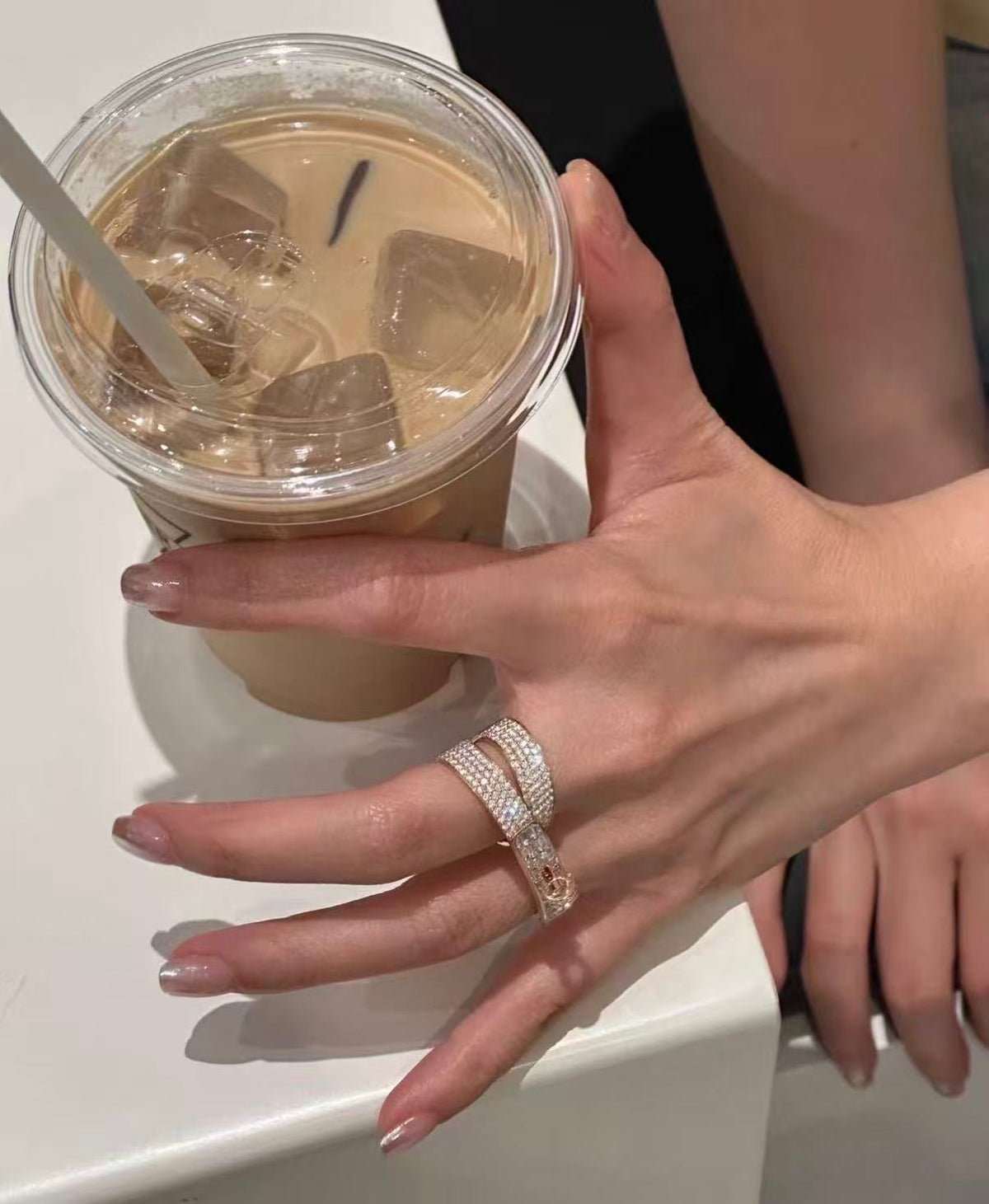 [Leaves]NEW STYLE FULL CIRCLE DOUBLE DIAMOND RING
