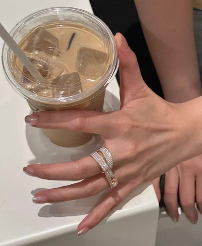 [Leaves]NEW STYLE FULL CIRCLE DOUBLE DIAMOND RING