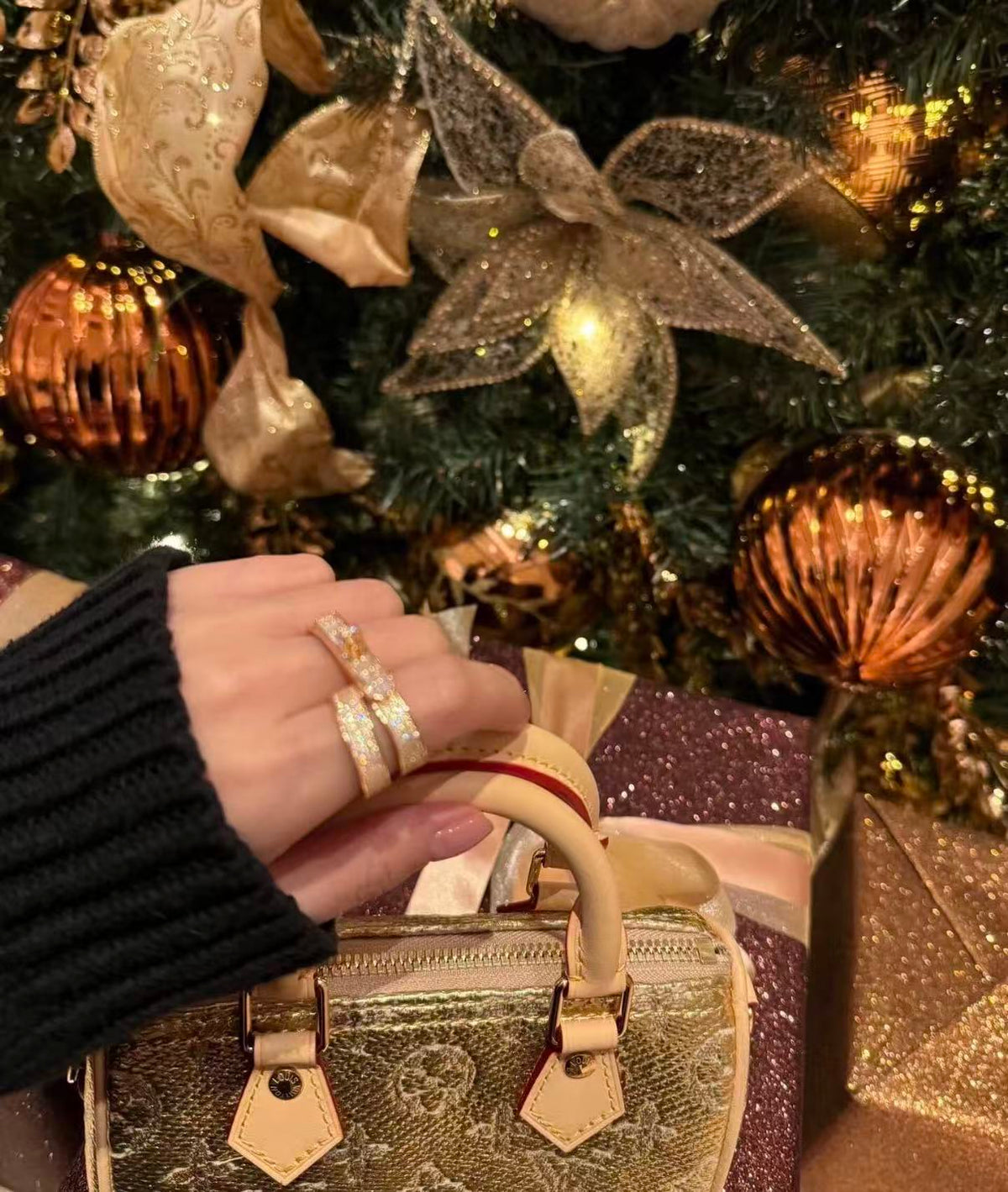 [Leaves]NEW STYLE FULL CIRCLE DOUBLE DIAMOND RING