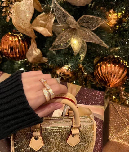 [Leaves]NEW STYLE FULL CIRCLE DOUBLE DIAMOND RING