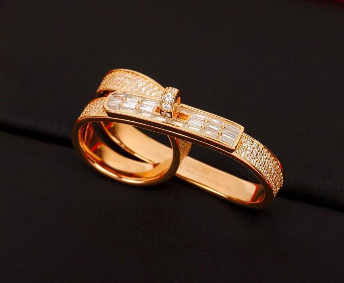 [Leaves]NEW STYLE FULL CIRCLE DOUBLE DIAMOND RING