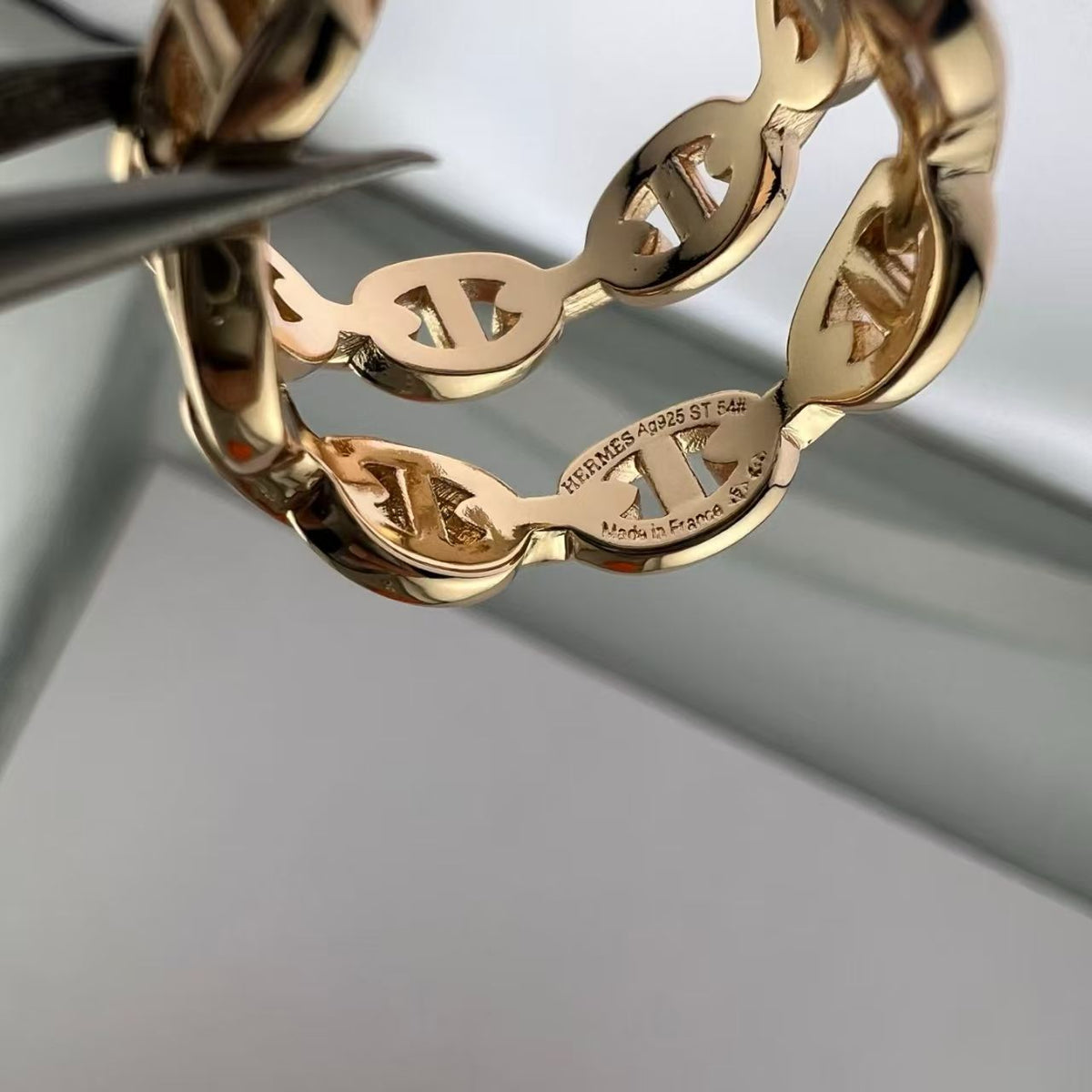 [Leaves]GLOSSY FINISH SQUARE COMBINATION DOUBLE-LAYER PIG NOSE RING