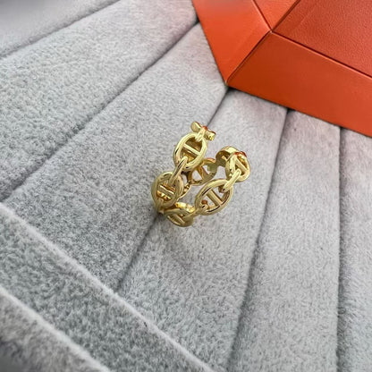 [Leaves]GLOSSY FINISH SQUARE COMBINATION DOUBLE-LAYER PIG NOSE RING