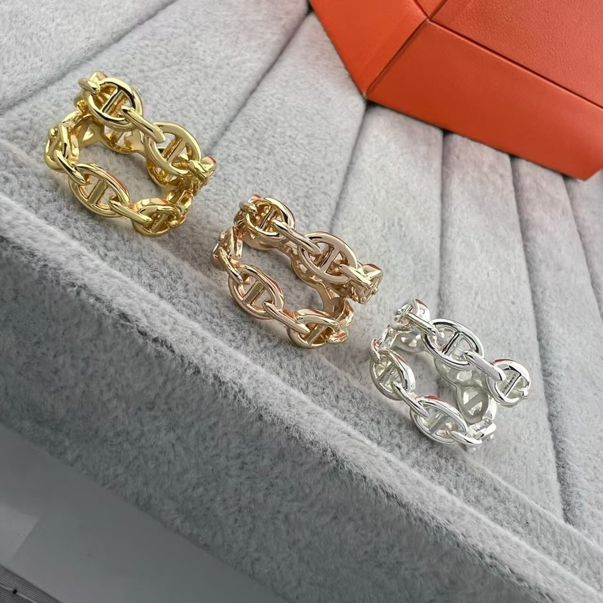 [Leaves]GLOSSY FINISH SQUARE COMBINATION DOUBLE-LAYER PIG NOSE RING