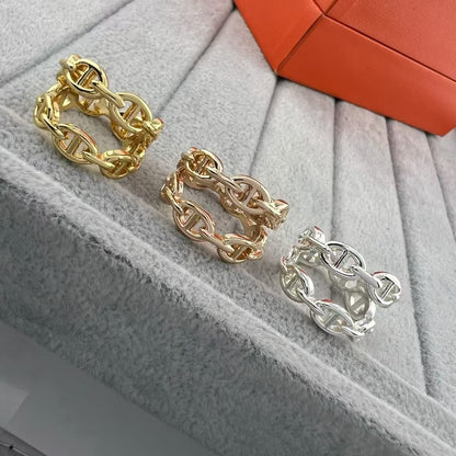 [Leaves]GLOSSY FINISH SQUARE COMBINATION DOUBLE-LAYER PIG NOSE RING